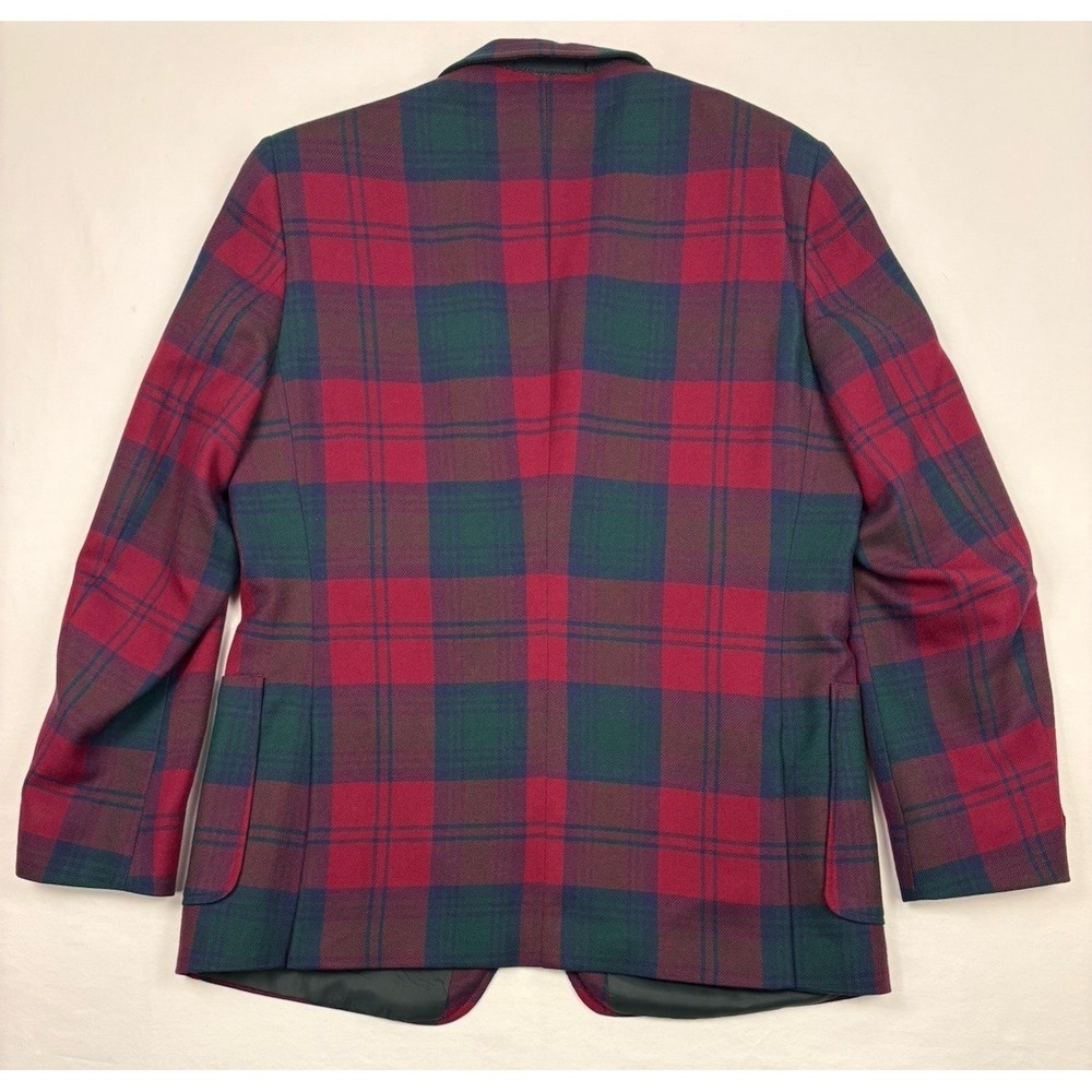 VTG Bespoke Alexander Bermuda Wool Sport Coat Green/Red/Blue Plaid 44R England - Picture 4 of 12